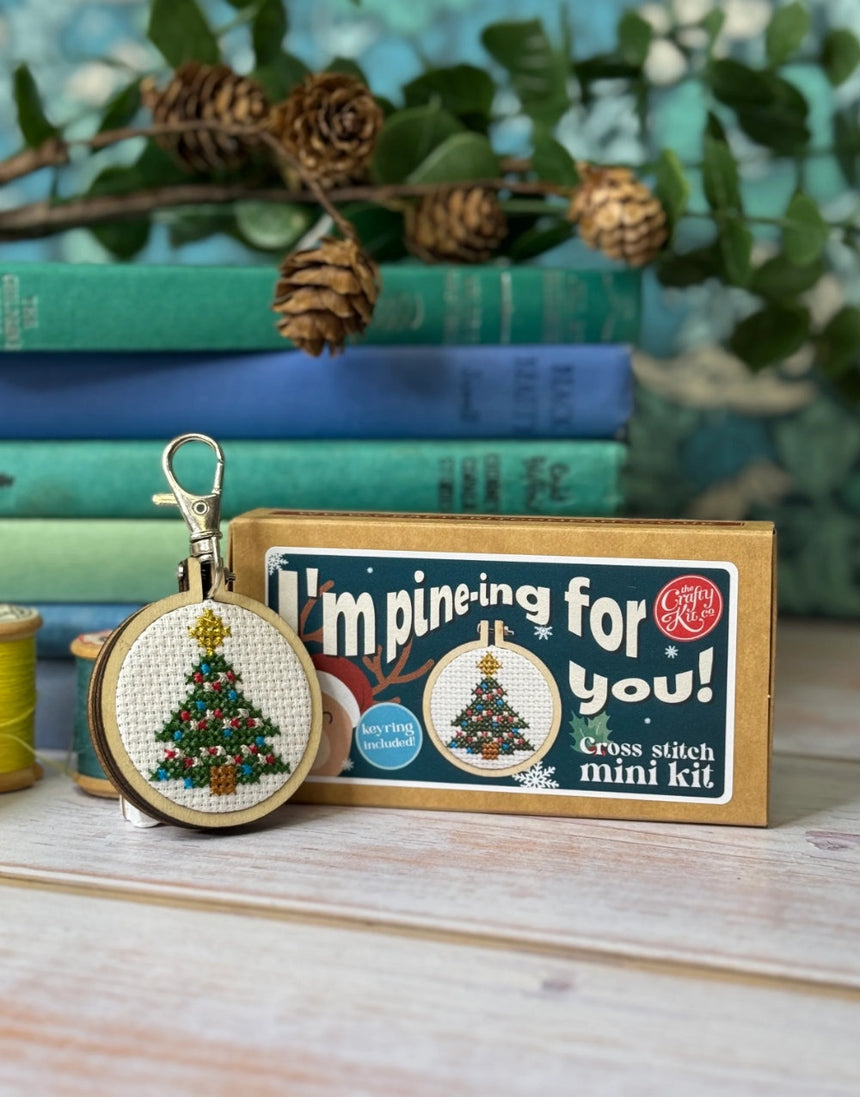 Christmas Tree Mini Matchbox Cross Stitch Kit, Crafty Kit Company