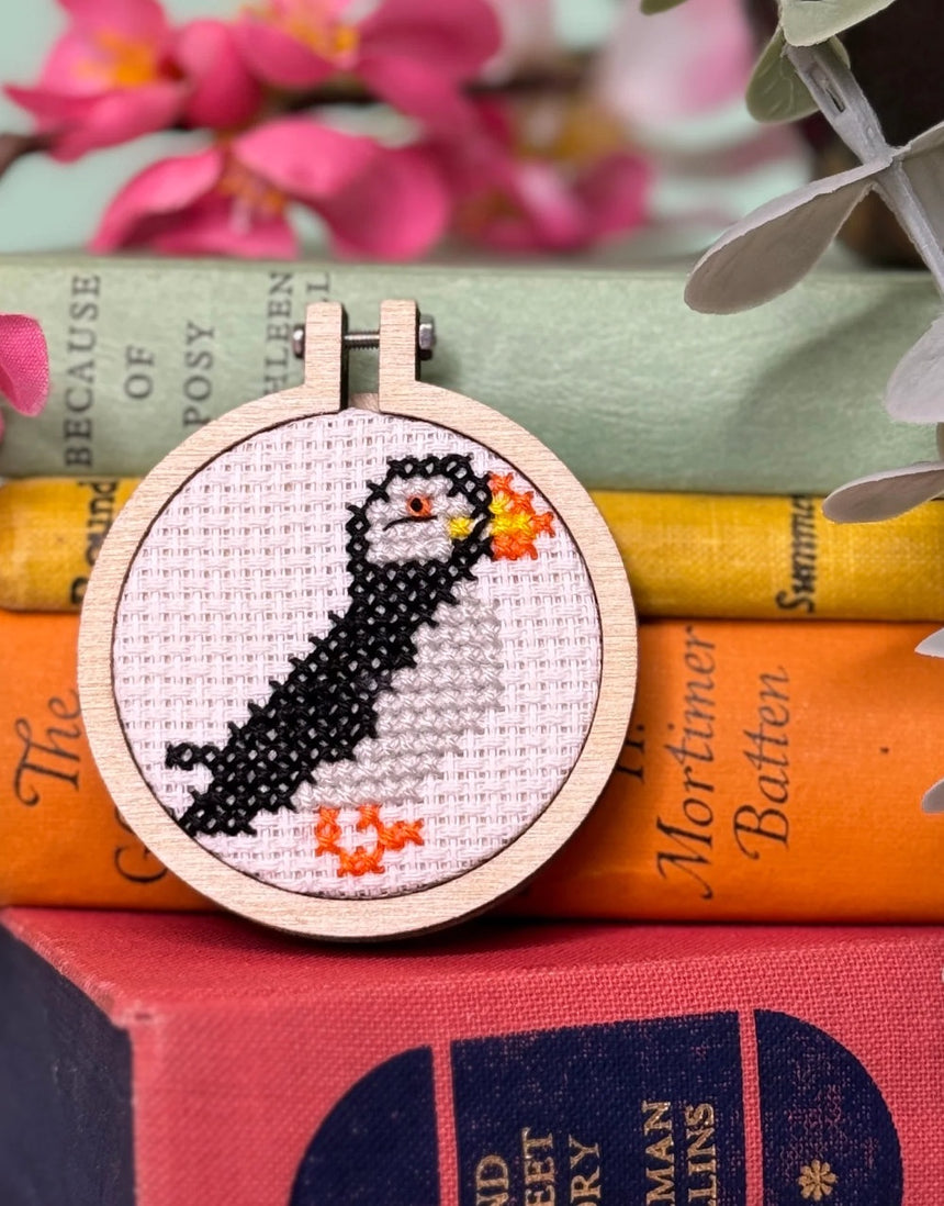 I Puffin Love You! Mini Matchbox Cross Stitch Kit, Crafty Kit Company
