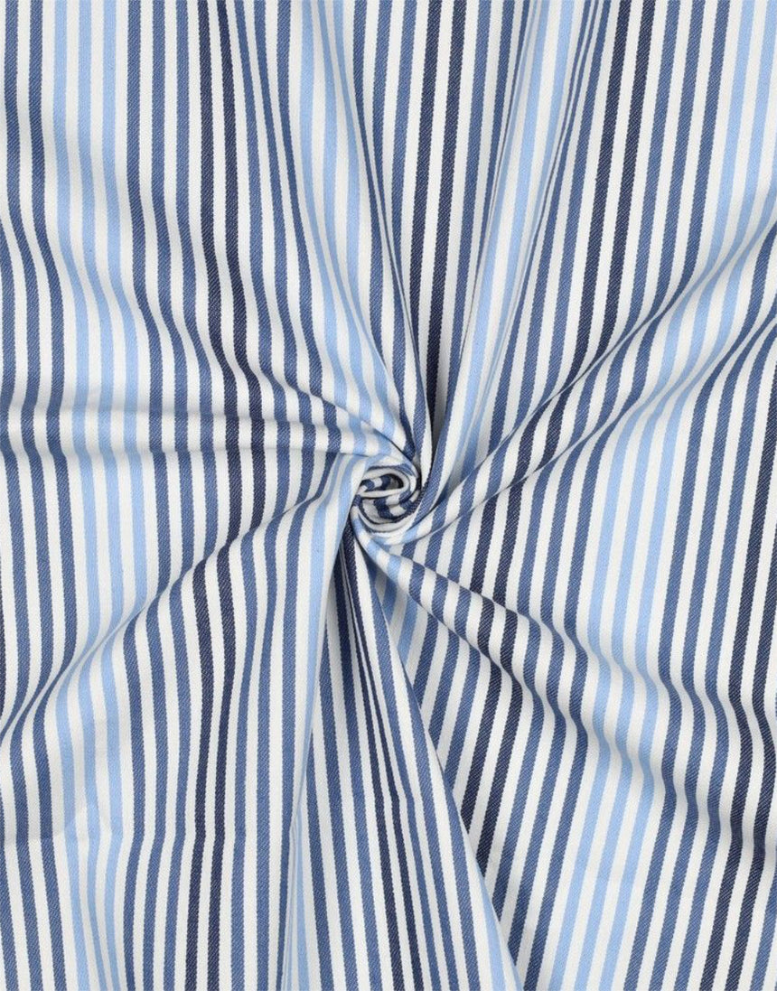 Indigo Sky Stripe Stretch Denim Fabric
