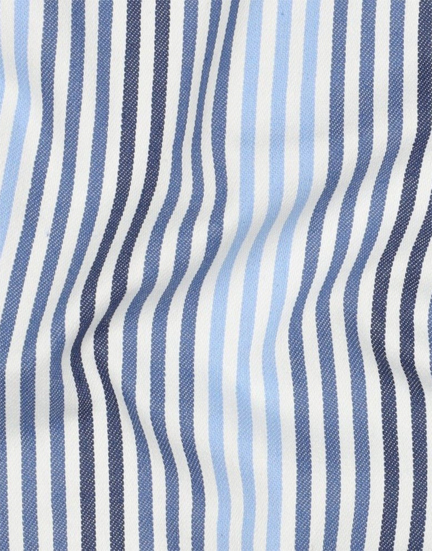 Indigo Sky Stripe Stretch Denim Fabric