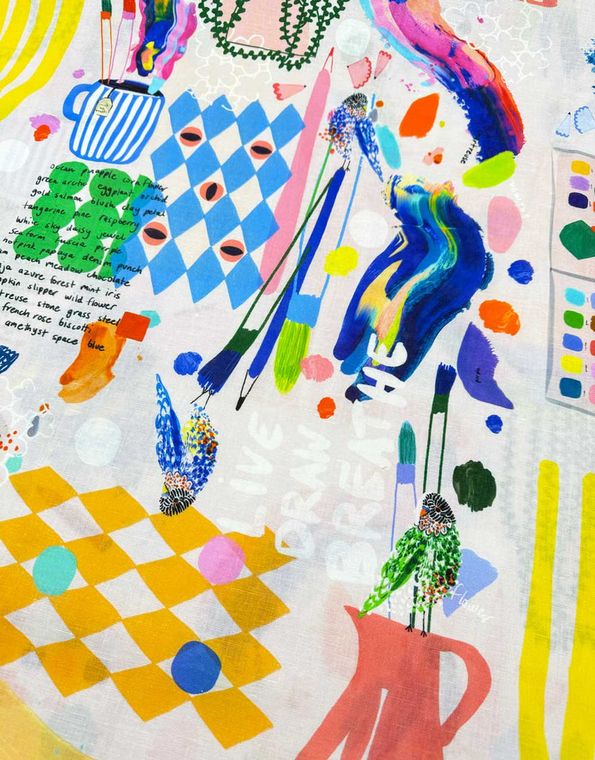 Large Scale - The Artist's Way Cotton Linen Fabric, Doops Designs