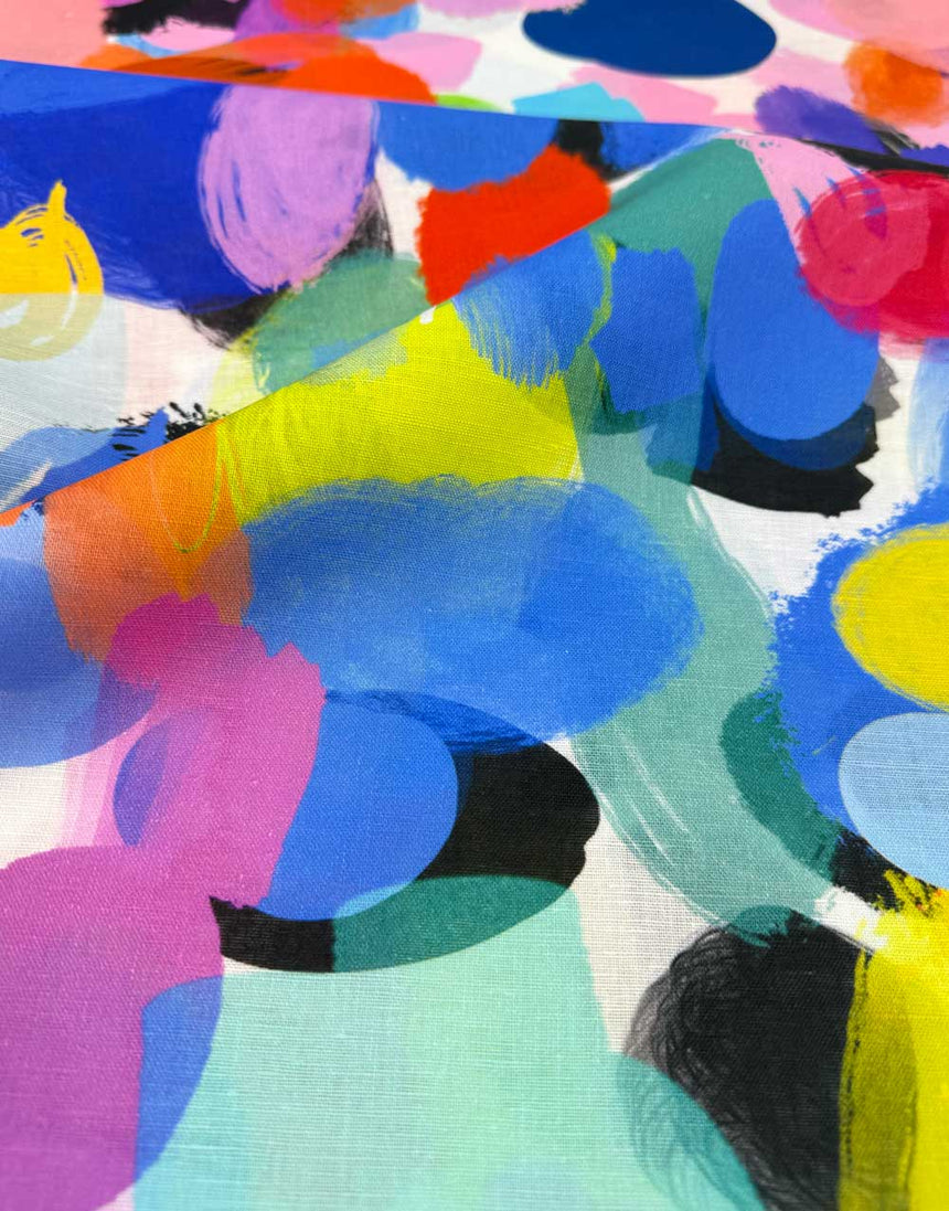 Colour Splat Cotton Linen Fabric, Doops Designs