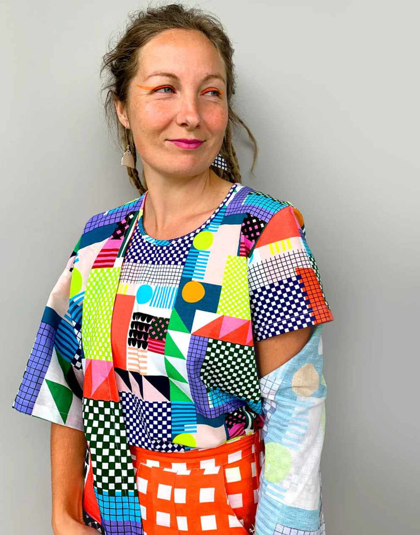 Lumo Patchwork Cotton Linen Fabric, Doops Designs