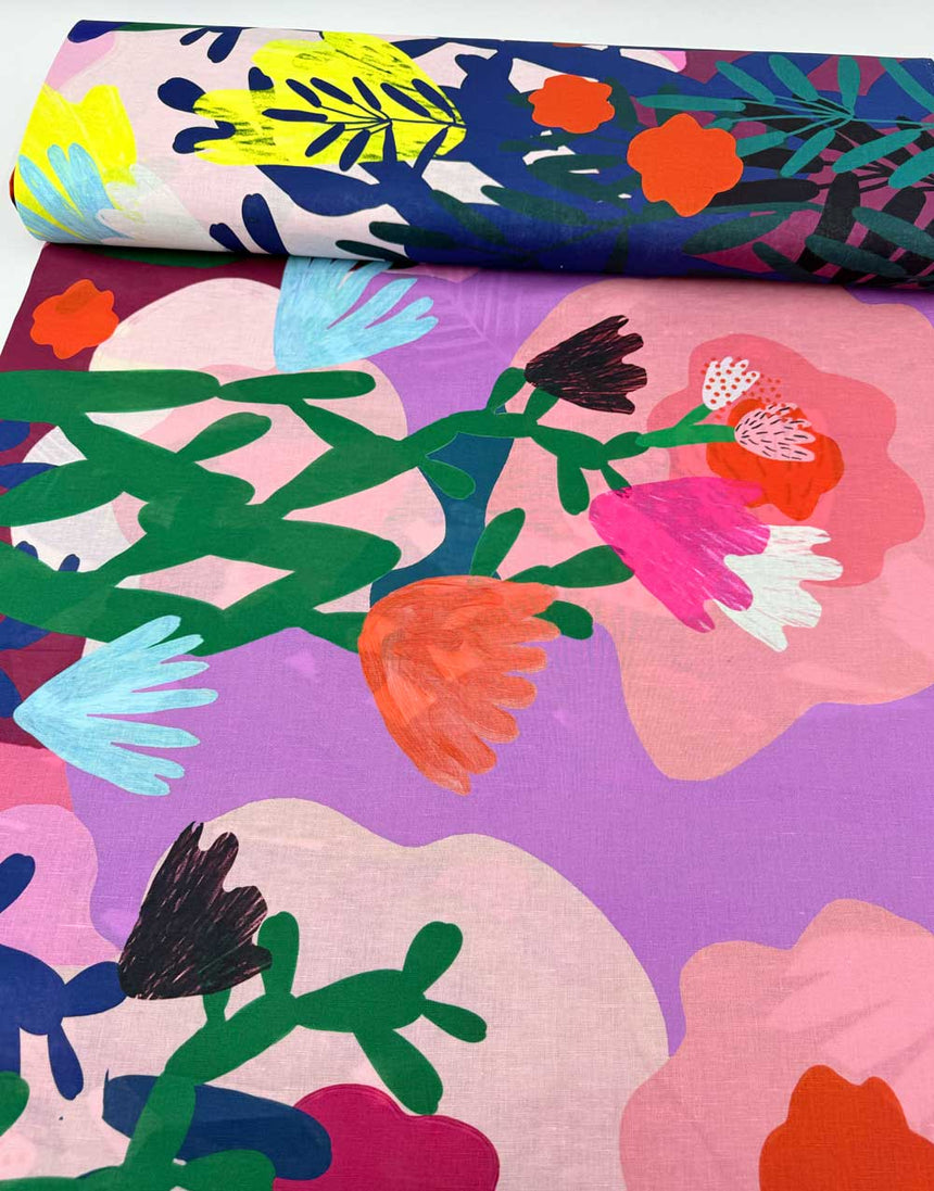 Mor Mor's Garden Cotton Linen Fabric, Doops Designs