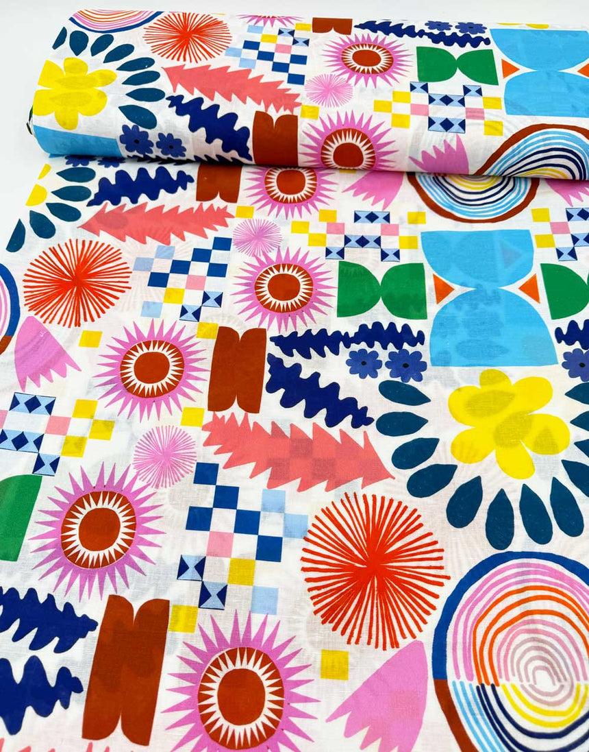 Plant Bomb Cotton Linen Fabric, Doops Designs