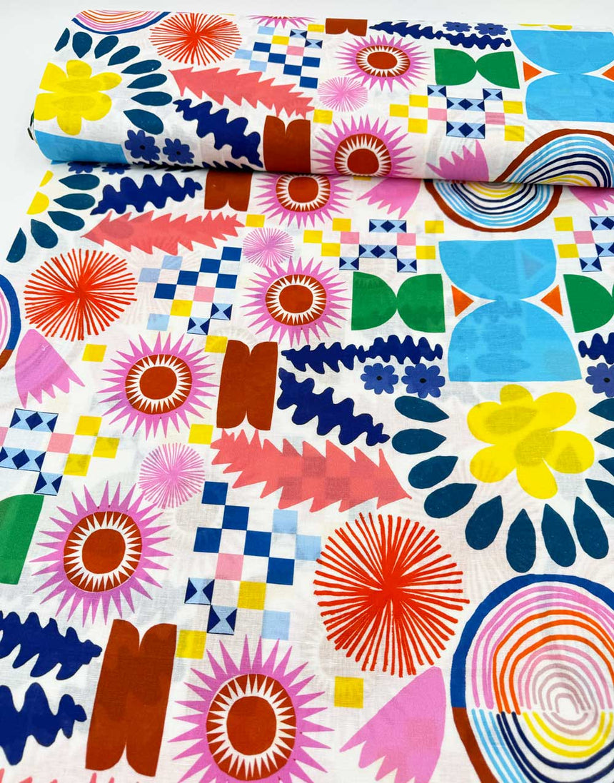 Plant Bomb Cotton Linen Fabric, Doops Designs