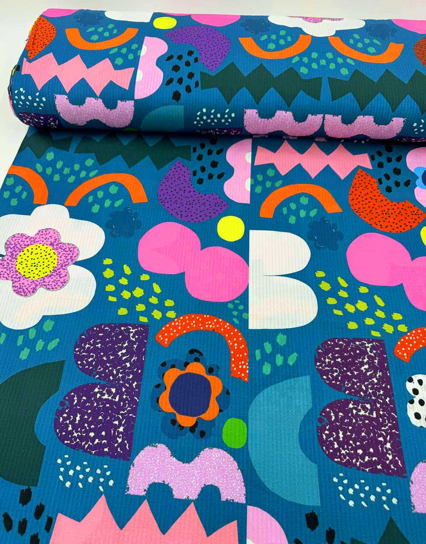 Kooki Play Blue Cotton Seersucker Fabric, Doops Designs