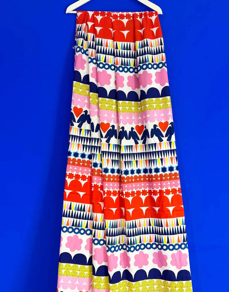 Remnant 90cm - Kooki Love Bird Cotton Poplin Fabric, Doops Designs