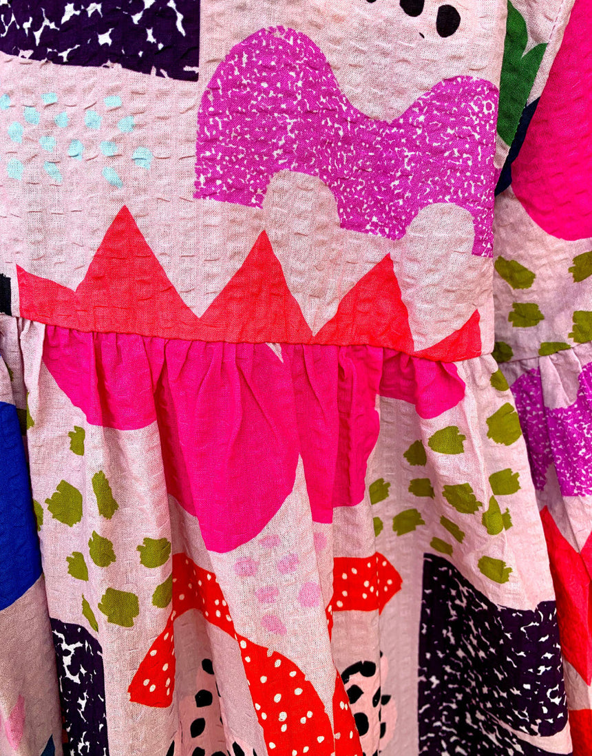 Peach Kooki Cotton Seersucker Fabric, Doops Designs