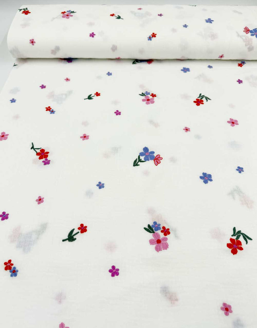 Little Meadow Embroidered Double Gauze Fabric