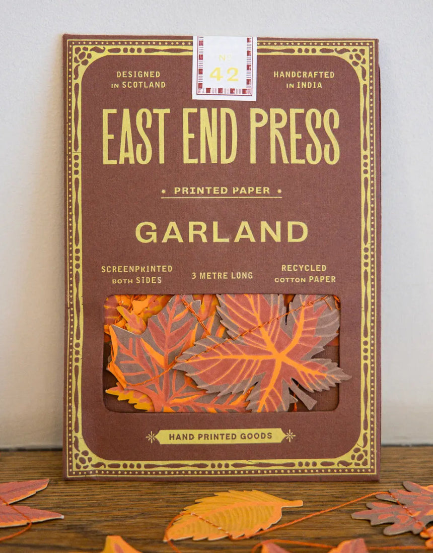 Autumn Leaves Sewn Paper Garland, East End Press