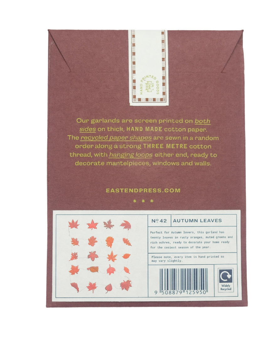Autumn Leaves Sewn Paper Garland, East End Press