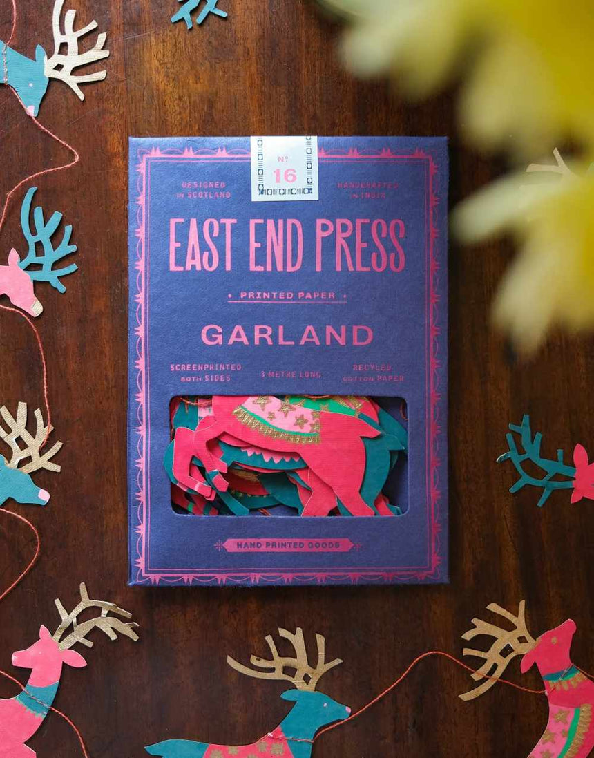 Colourful Reindeer Paper Garland, East End Press