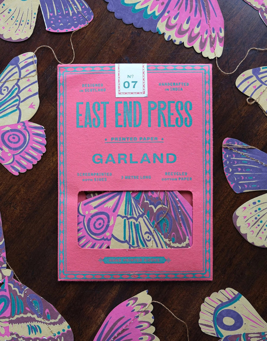 Colourful Butterflies Hand Printed Garland No.07, East End Press