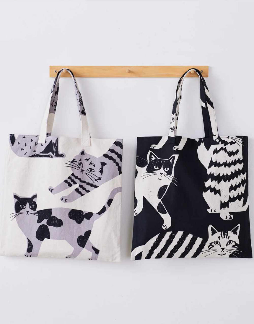 Beige & Natural NekoNoe Cat Cat Japanese Cotton Linen Fabric, Echino