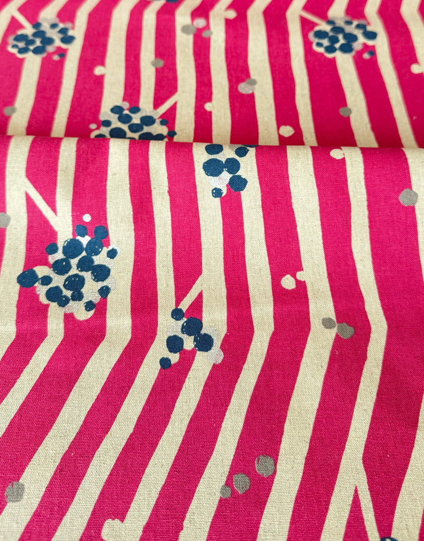 Pink Nut Japanese Cotton Linen Fabric, Echino