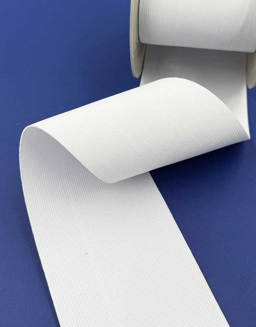 100mm Flat Run-Resistant Elastic, White or Black