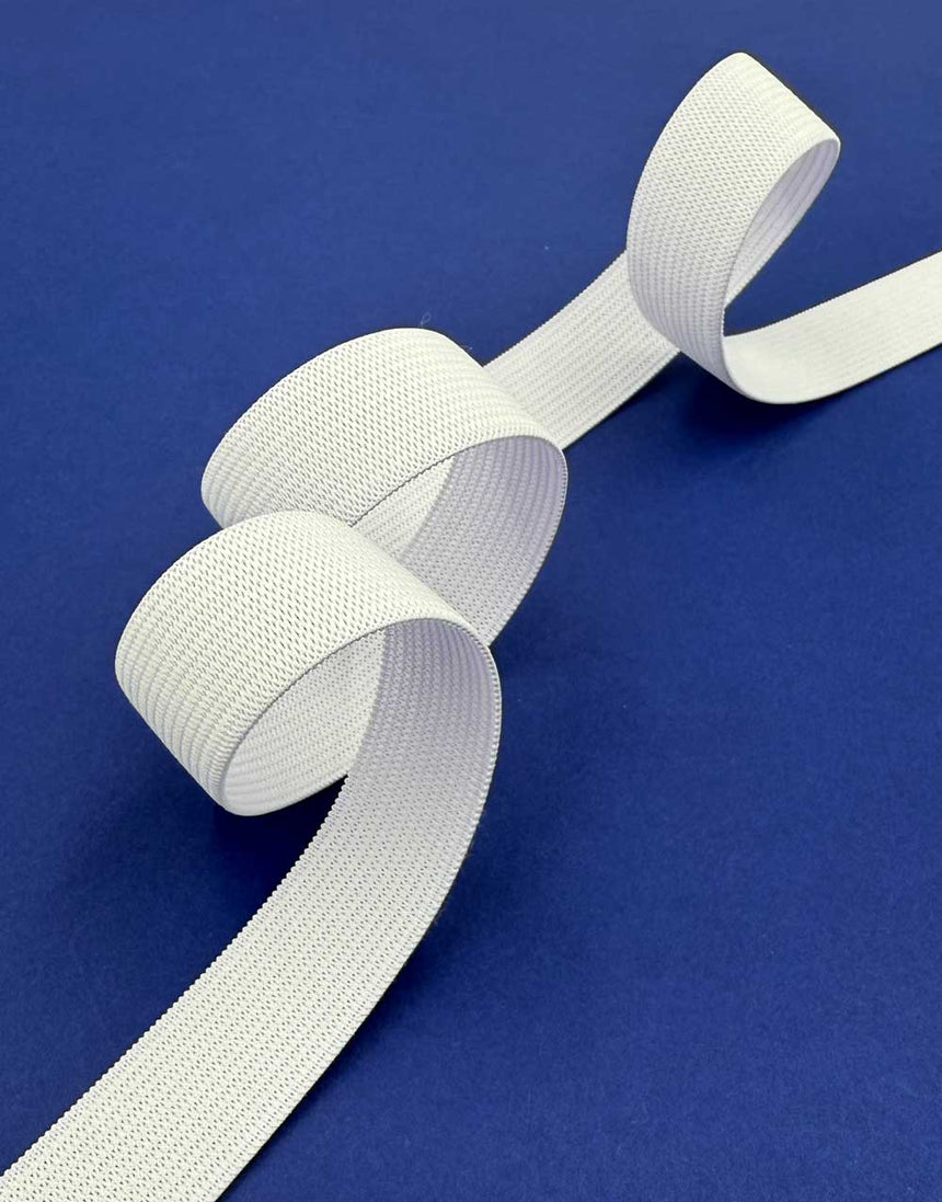 20mm Flat Run-Resistant Elastic, White or Black