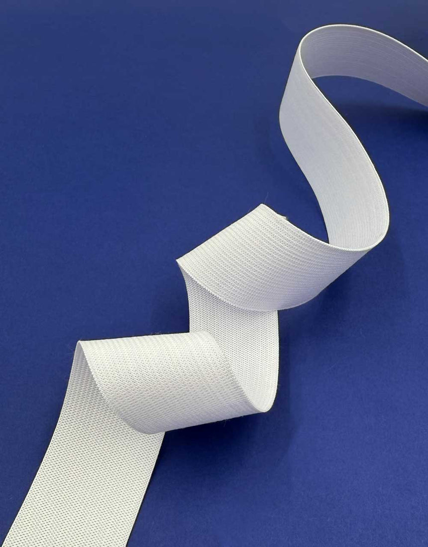 40mm Flat Run-Resistant Elastic, White or Black