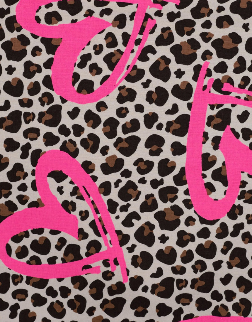 Neon Love Leopard French Terry Fabric