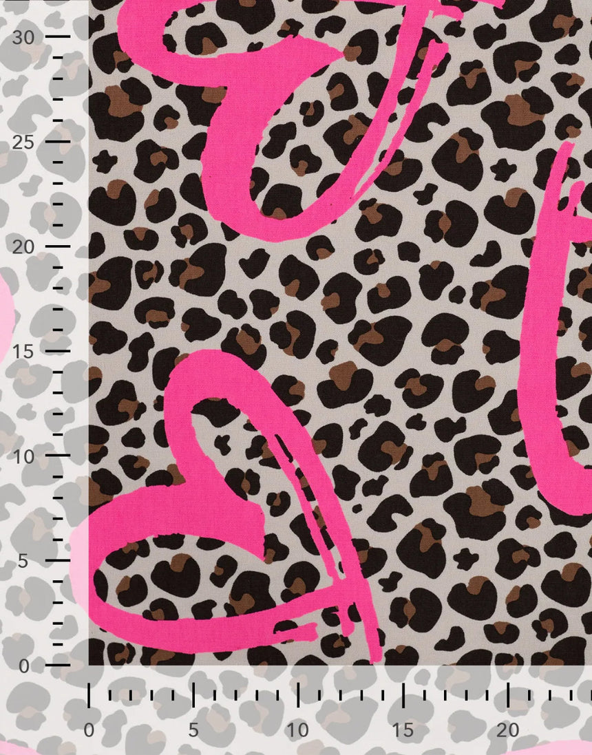 Neon Love Leopard French Terry Fabric