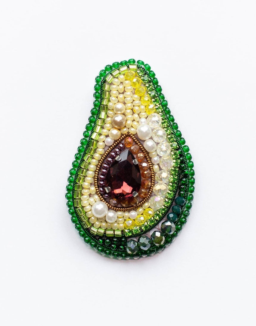 Avocado Beaded Embroidery Brooch/Hanging Decoration Kit
