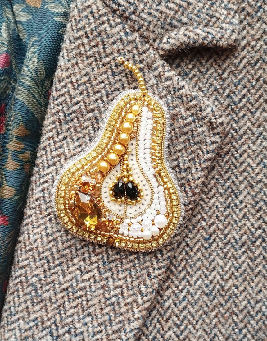 Pear Beaded Embroidery Brooch/Hanging Decoration Kit