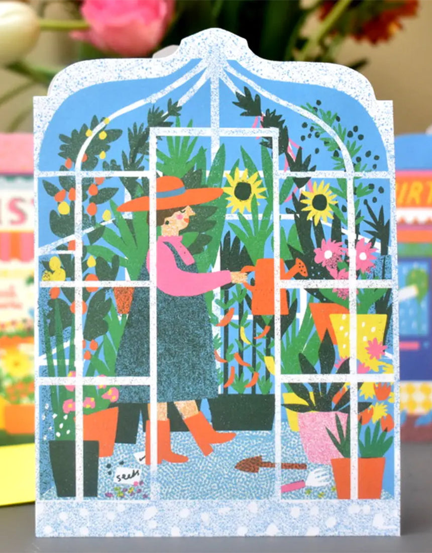 Greenhouse Die Cut Card, Printed Peanut