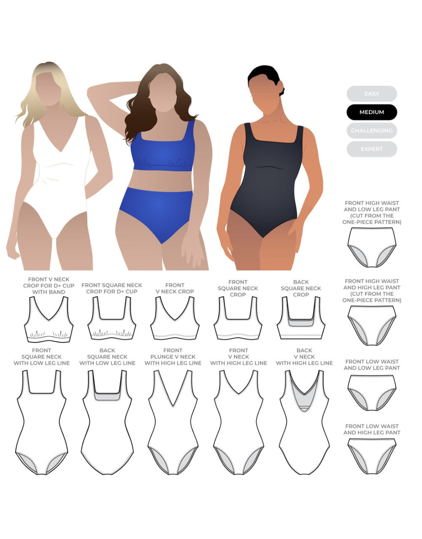 Hamilton Swim Set paper Sewing Pattern, Style Arc