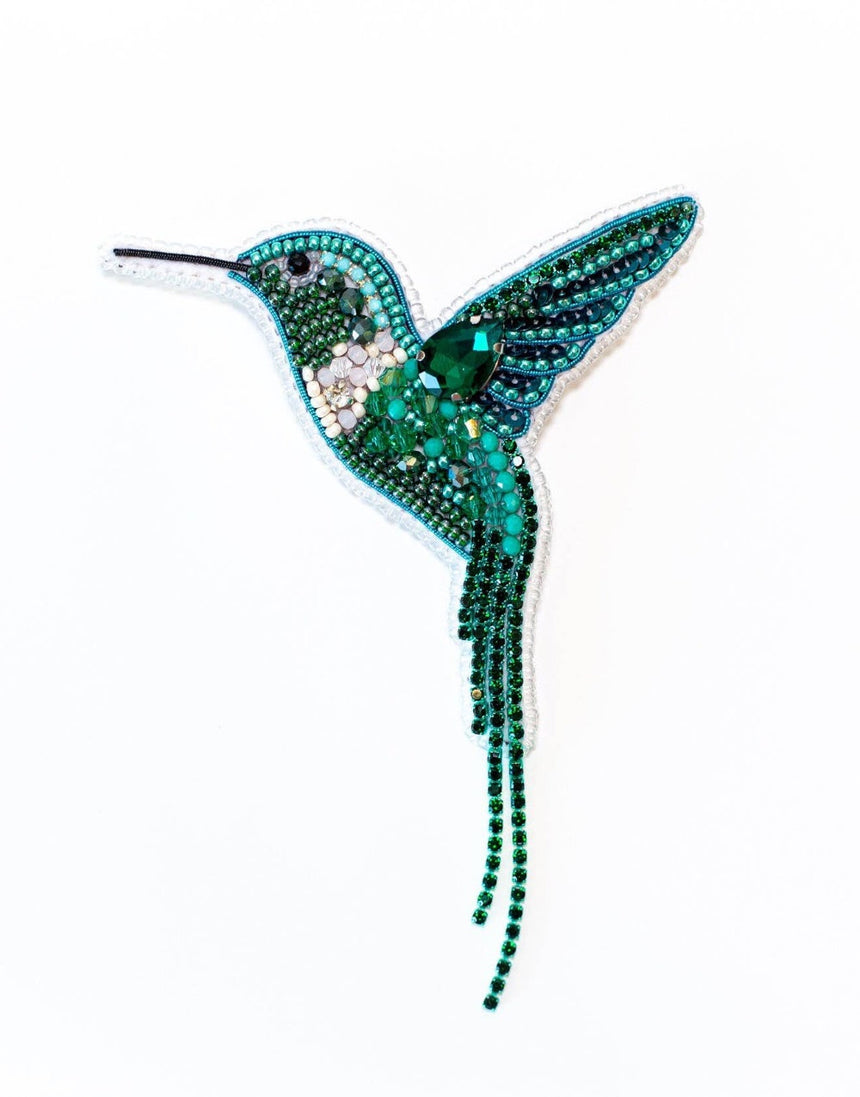Turquoise Hummingbird Beaded Embroidery Brooch/Hanging Decoration Kit