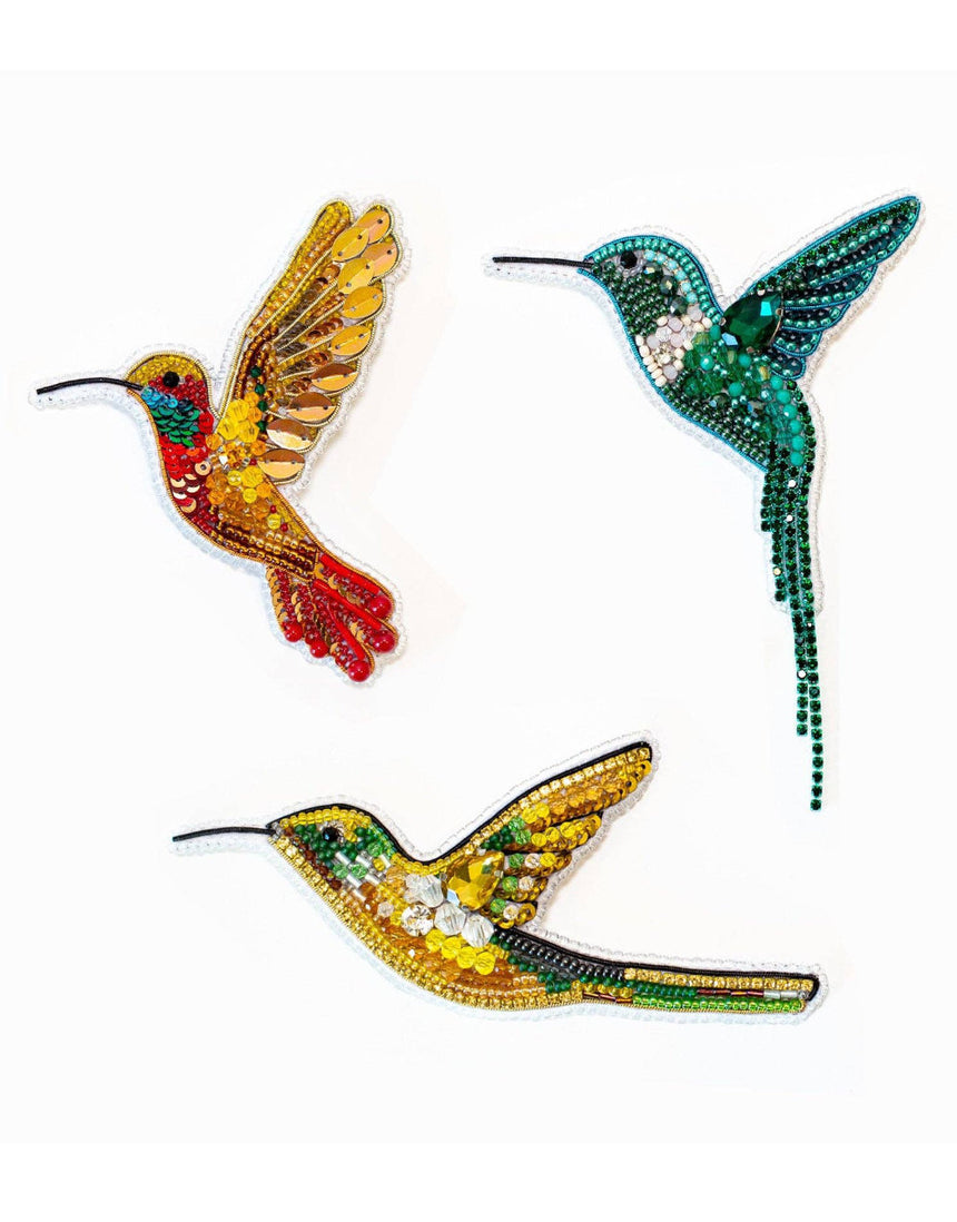 Turquoise Hummingbird Beaded Embroidery Brooch/Hanging Decoration Kit