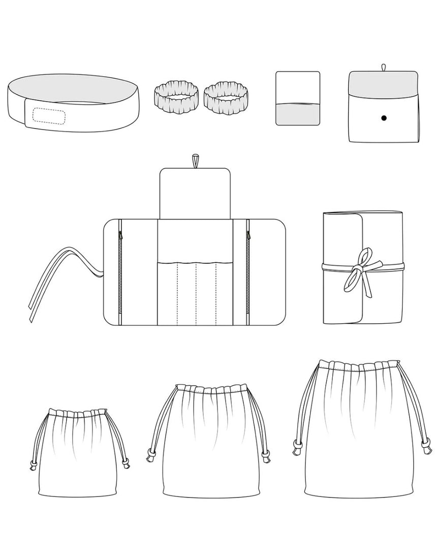 Nikko Bathroom Accessories Set Sewing Pattern, Ikatee