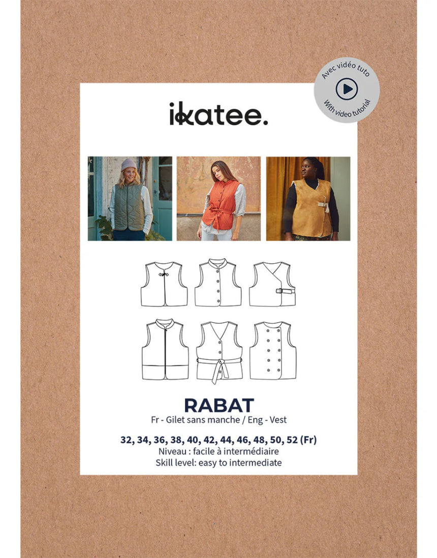 Rabat Sleeveless Vest Sewing Pattern, Ikatee