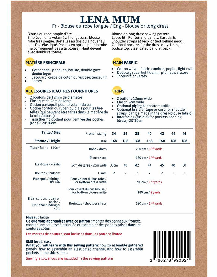 Lena Dress & Blouse Women's Sewing Pattern, Ikatee