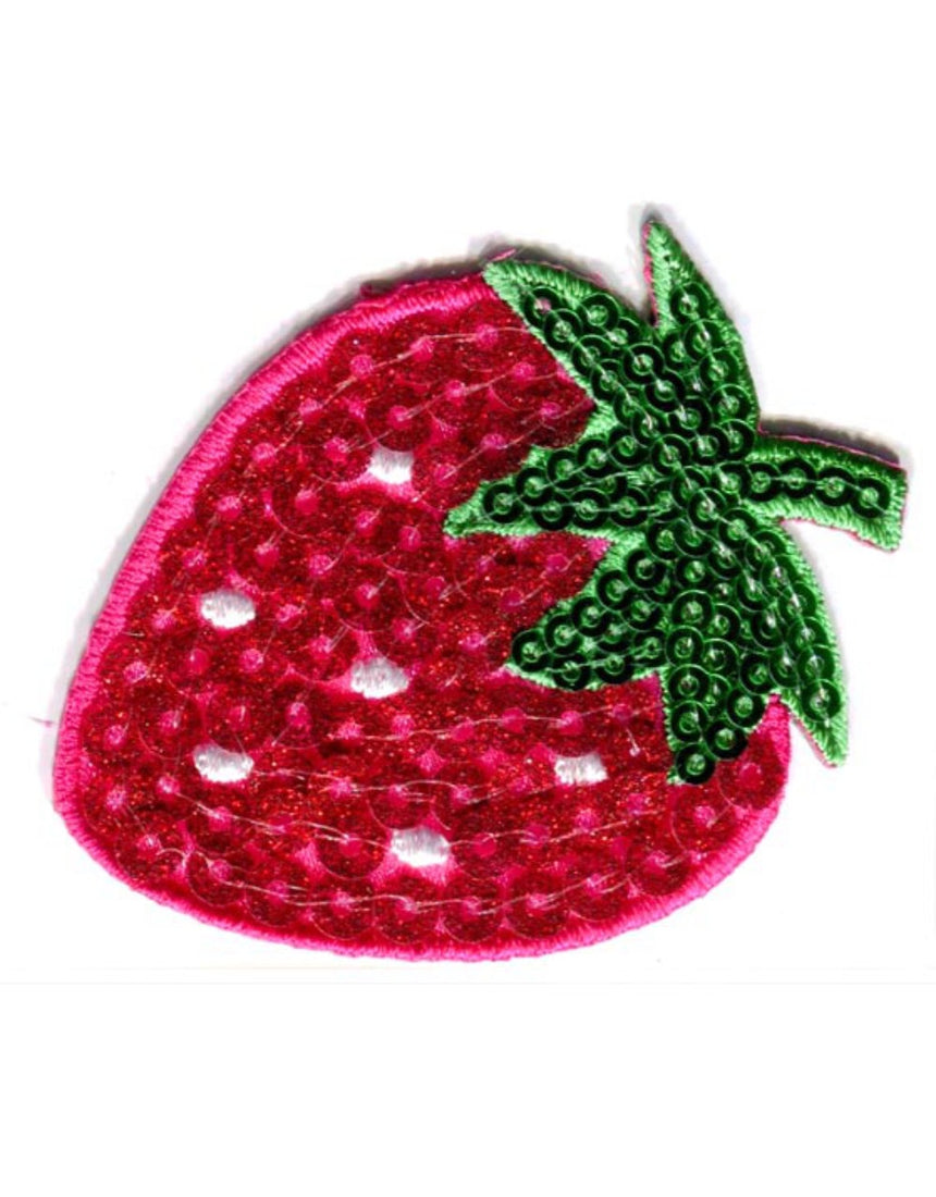 Sequin Strawberry Iron on Patch