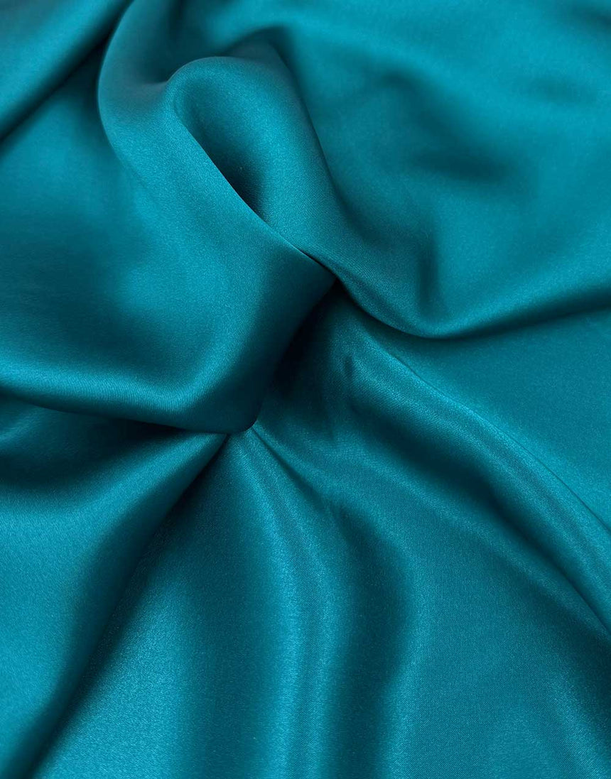 Italian Silk Satin Fabric, Kingfisher Blue