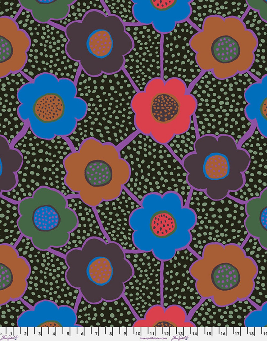 Dark Floral Connections Cotton Fabric, Kaffe Fasset Collective