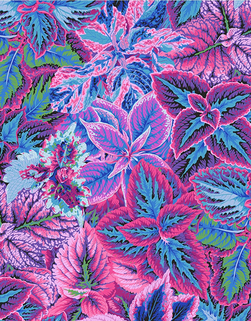 Blue Bold Leaves Cotton Fabric, Kaffe Fasset Collective