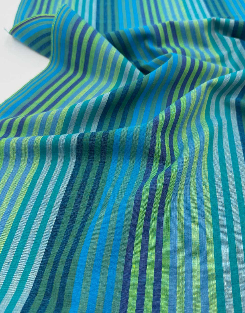Aqua Caterpillar Stripe Woven Shot Cotton, Kaffe Fassett