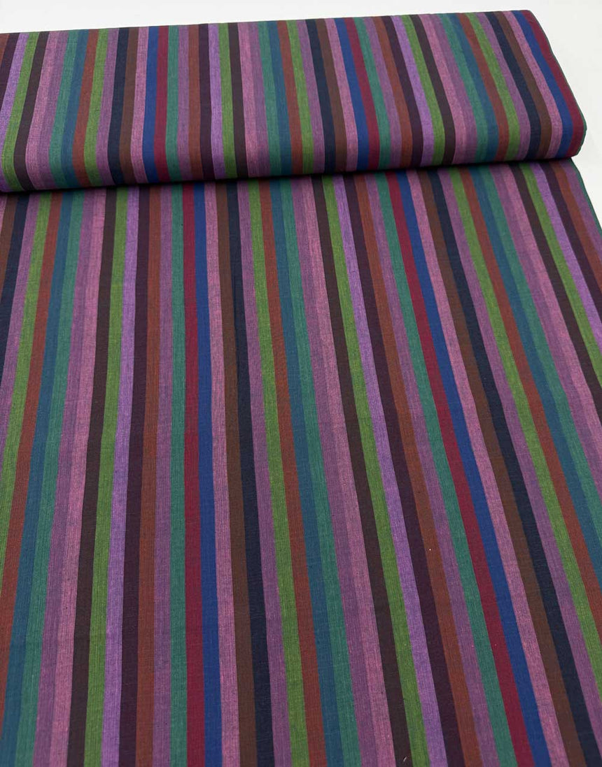 Dark Narrow Stripe Woven Shot Cotton, Kaffe Fassett
