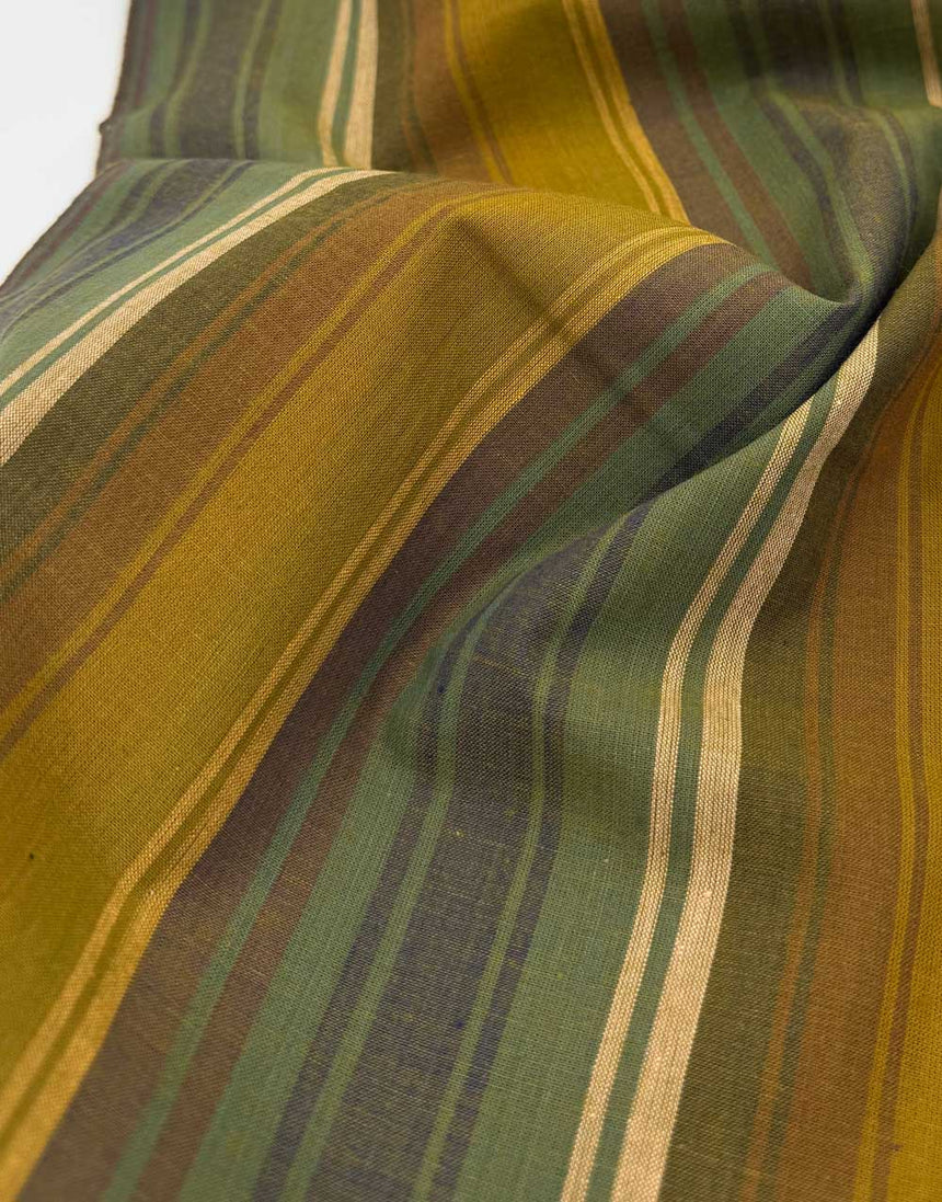 Khaki Exotic Stripe Woven Shot Cotton, Kaffe Fassett