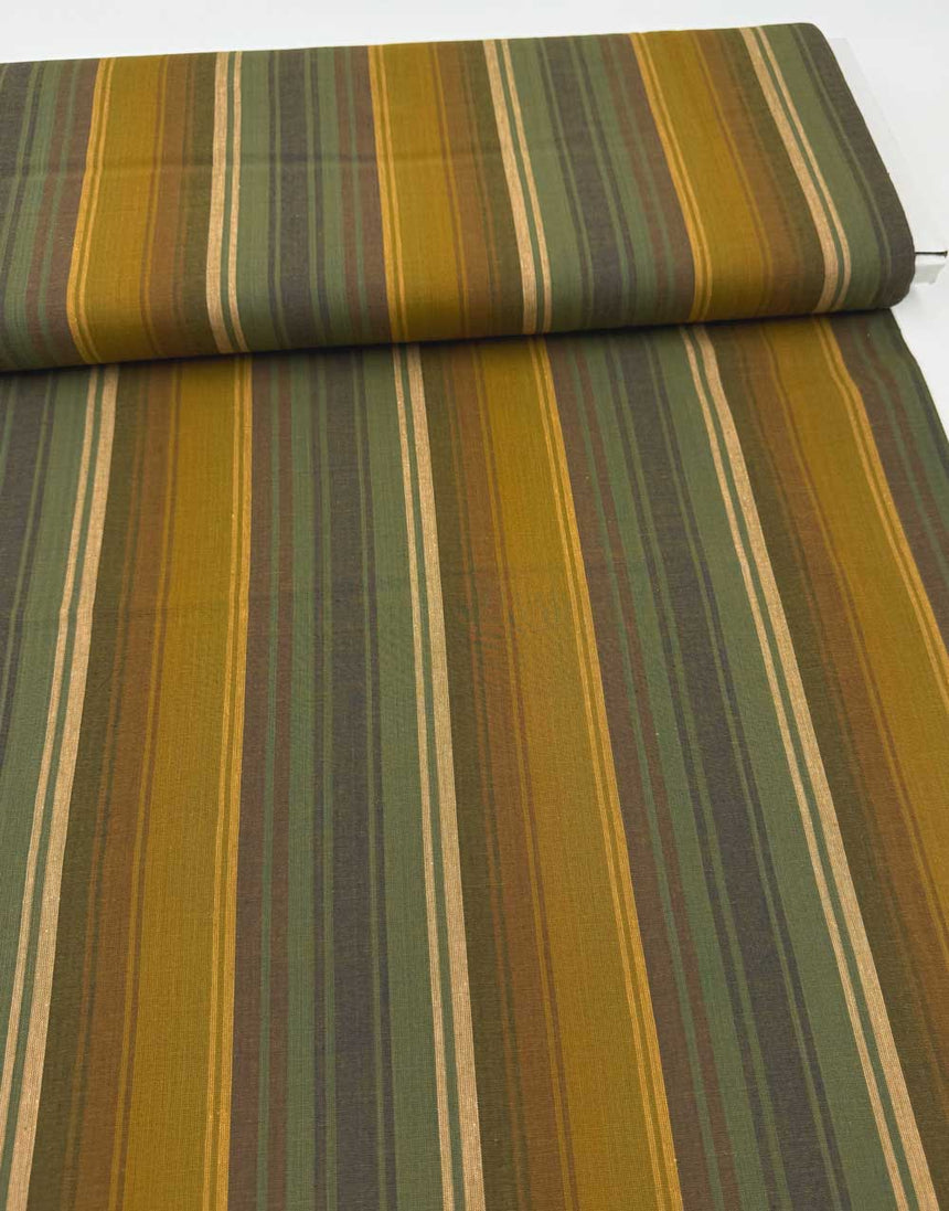 Khaki Exotic Stripe Woven Shot Cotton, Kaffe Fassett
