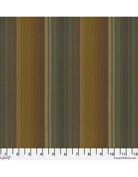 Khaki Exotic Stripe Woven Shot Cotton, Kaffe Fassett