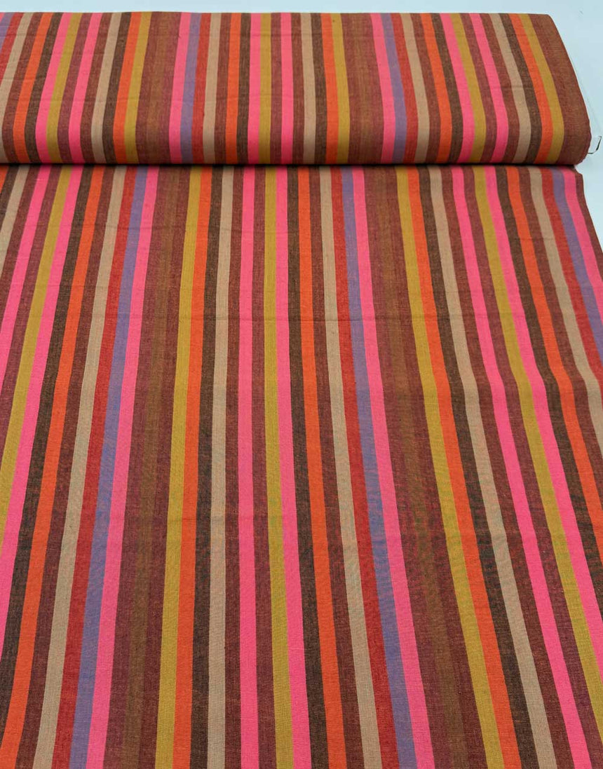 Tomato Narrow Stripe Woven Shot Cotton, Kaffe Fassett