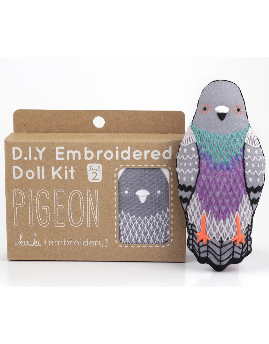 Pigeon Embroidered Doll Kit, Kiriki Press