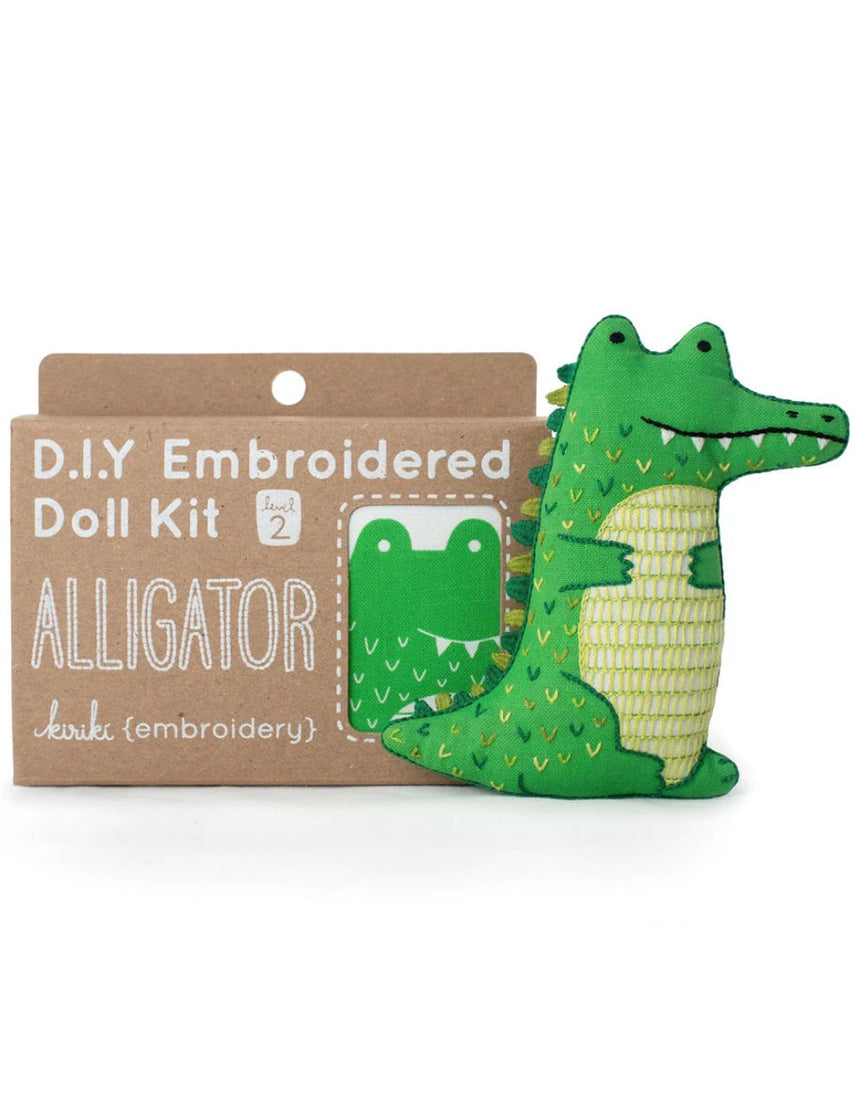 Alligator Embroidered Doll Kit, Kiriki Press