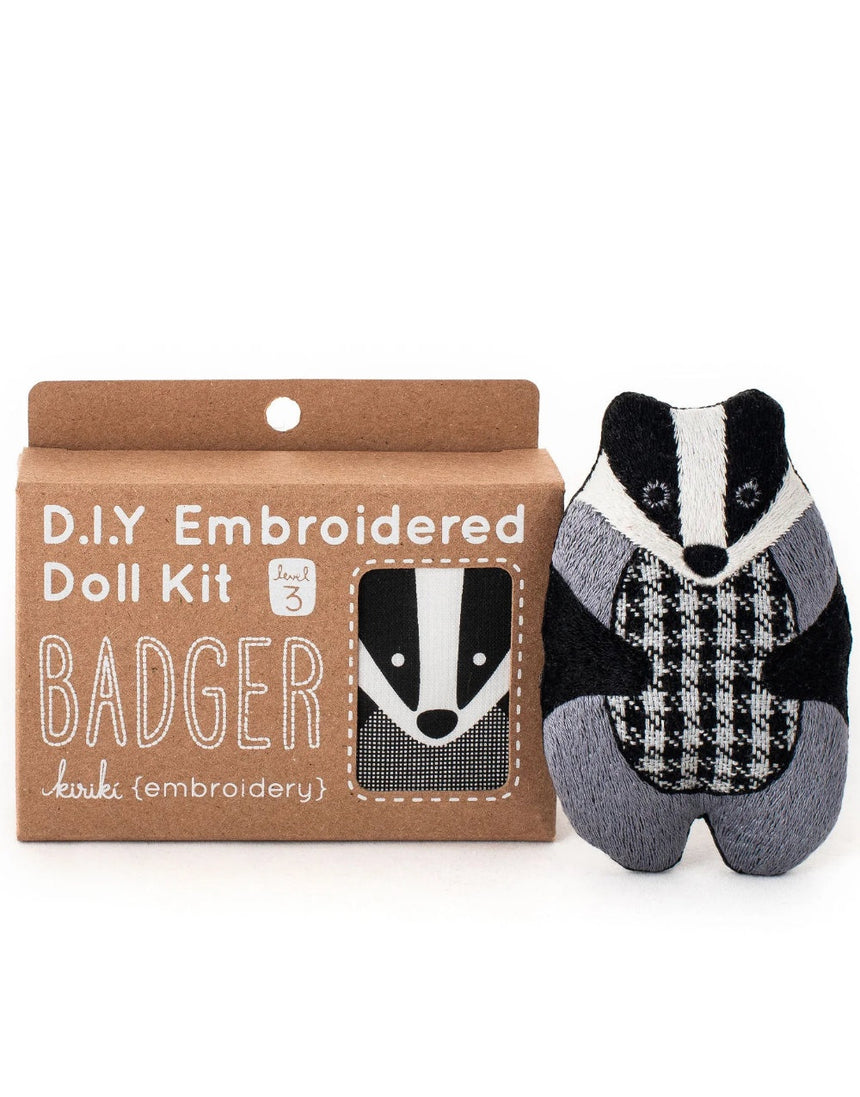 Badger Embroidered Doll Kit, Kiriki Press