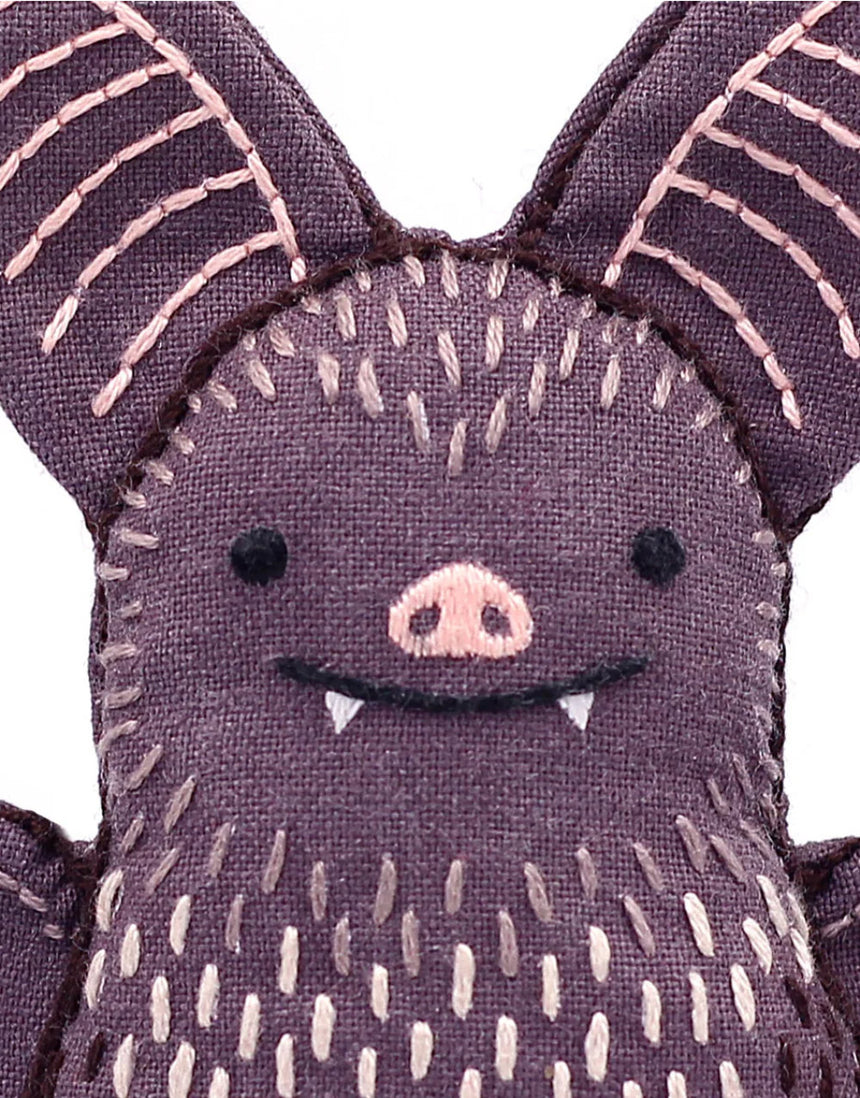 Bat Embroidered Doll Kit, Kiriki Press