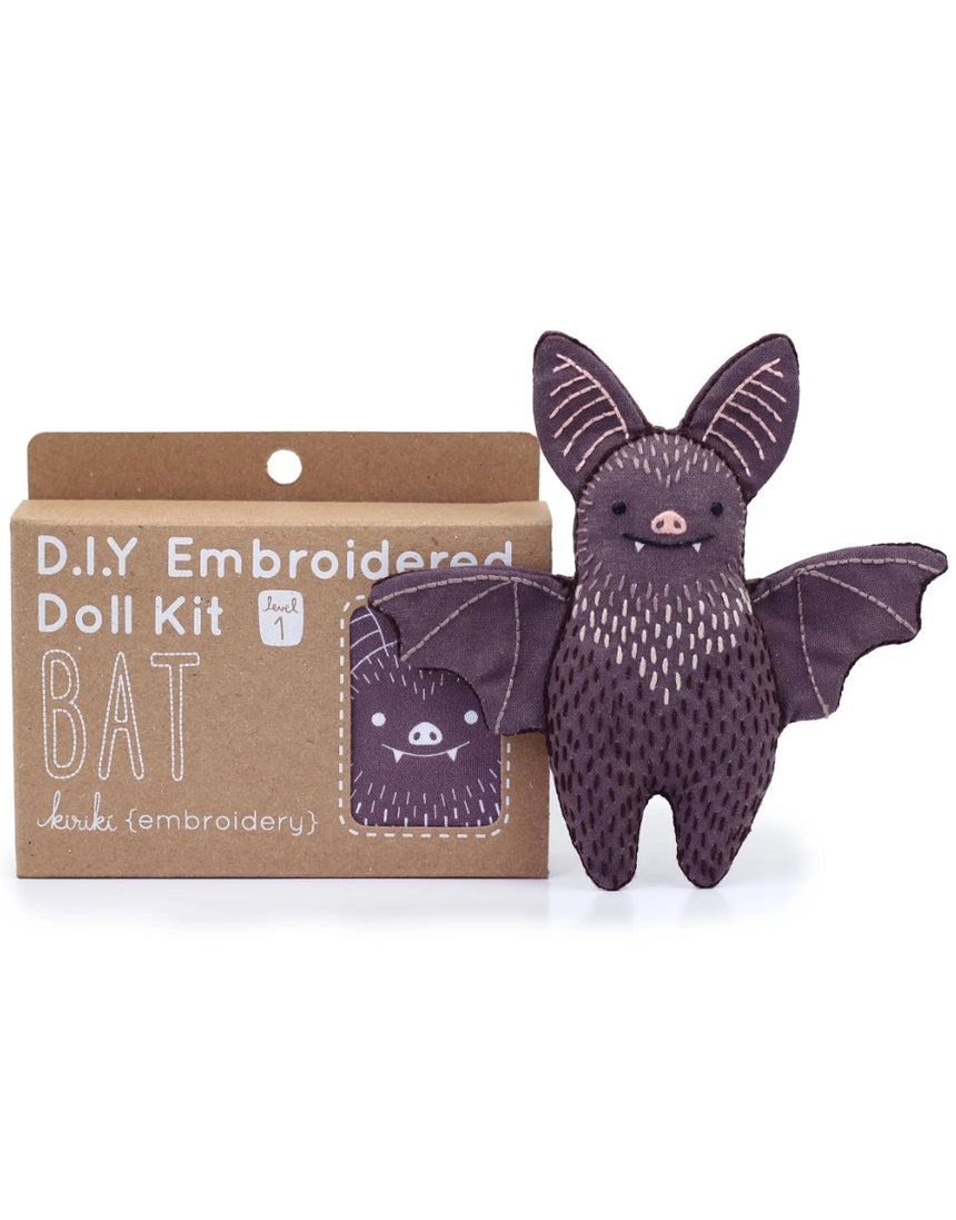 Bat Embroidered Doll Kit, Kiriki Press