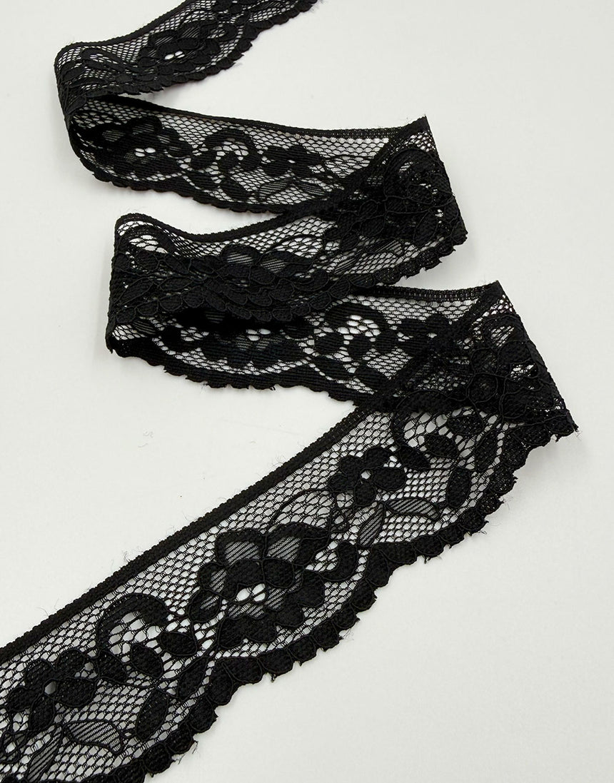 Knicker Elastic with Flowers, 33mm Wide
